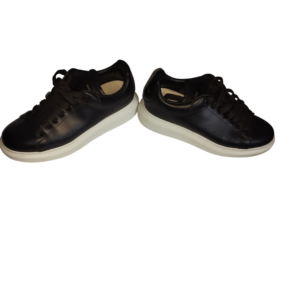 Alexander McQuee Oversized Sneakers Black Leather White Sole Womens Luxury Shoes - Picture 8 of 13